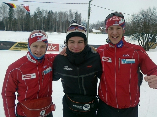 Sjur Røthe, Thomas Vestbø og Kristian Tettli Rennemo etter dagens bragder i Latvia