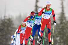 Kristin Størmer Steira i front på fellestarten under OL i Vancouver 2010. Foto: NordicFocus.