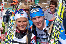 Therese Johaug og Jean Marc Gaillard var raskeste dame og mann i Skarverennet 2011. Arrangørfoto.