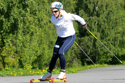 Guro Strøm Solli på samling ved Norges Idrettshøgskole med rulleskilandslaget i 2011. Foto: Erik Borg.
