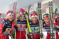 Norges gulljenter fra VM i Oslo 2011. Fra venstre: Kristin Størmer Steira, Vibeke Skofterud, Theres Johaug og Marit Bjørgen. Foto: Hemmersbach/NordicFocus. Norges gulljenter fra VM i Oslo 2011. Fra venstre: Kristin Størmer Steira, Vibeke Skofterud, Theres Johaug og Marit Bjørgen. Foto: Hemmersbach/NordicFocus.