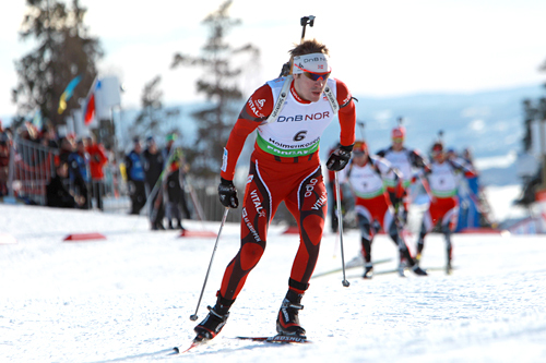 Emil Hegle Svendsen på verdenscupen i skiskyting i Holmenkollen. Foto: Manzoni/NordicFocus.