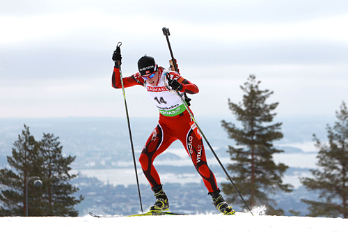 Tora Berger på verdenscupen i skiskyting i Holmenkollen 2011. Foto: Manzoni/NordicFocus.