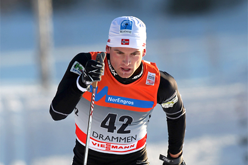 Niklas Dyrhaug underveis mot en 20. plass på 15 km klassisk i verdenscupen i Drammen i 2011. Foto: Hemmersbach/NordicFocus.