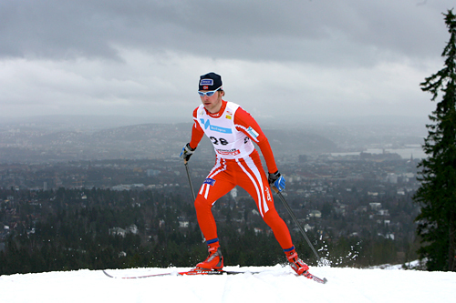 John Anders Gaustad underveis i verdenscupen i Holmenkollen i 2008. Foto: Manzoni/NordicFocus.