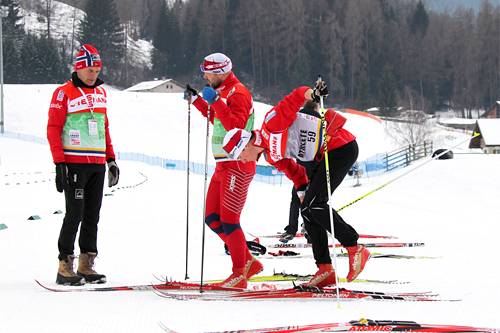 Deler av det norske støtteapparatet under Tour de Ski sesongen 2010/2011. Her i Val di Fiemme. Foto: Hemmersbach/NordicFocus.