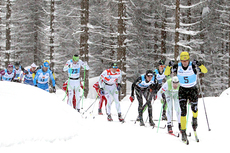 Audun Laugaland fra Team United Bakeries i front av hovedfeltet under Jizerska Padesatka 2012. Foto: Susanka/NordicFocus.
