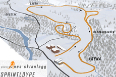 Sprintløypa i Nes Skianlegg på Romerike i Akershus slik den er etter ombygging sommeren 2012. Grafikk: Nes Skianlegg.