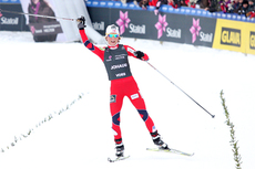 Theres Johaug hadde oppløpet for seg selv etter at 15 km skiathlon var unnagjort i NM på Voss 2012. Foto: Geir Nilsen/Langrenn.com.