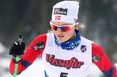 Martine Ek Hagen på vei mot 4. plass under NM på Voss i 15 km skiathlon. Foto: Geir Nilsen/Langrenn.com.