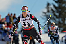 Evi Sachenbacher-Stehle underveis på 3-mila i VM 2011 i Oslo. Foto: Hemmersbach/NordicFocus.