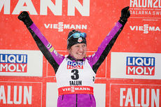 Caitlin Gregg gikk fra et tidlig startnummer inn til en svært overraskende tredjeplass på 10-kilometeren under VM i Falun 2015. Lørdag ble det seier i American Birkebeiner. Foto: NordicFocus. Caitlin Gregg gikk fra et tidlig startnummer inn til en svært overraskende tredjeplass på 10-kilometeren under VM i Falun 2015. Lørdag ble det seier i American Birkebeiner. Foto: NordicFocus.