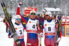 Herrenes sprintpall i verdenscupen i Lahti 2016. Fra venstre: Finn Hågen Krogh (2. plass), Emil Iversen (1) og Petter Northug (2). Foto: Felgenhauer/NordicFocus. Herrenes sprintpall i verdenscupen i Lahti 2016. Fra venstre: Finn Hågen Krogh (2. plass), Emil Iversen (1) og Petter Northug (2). Foto: Felgenhauer/NordicFocus.