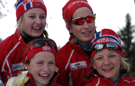Vinnerlaget på dagens stafett i Praz de Lys.