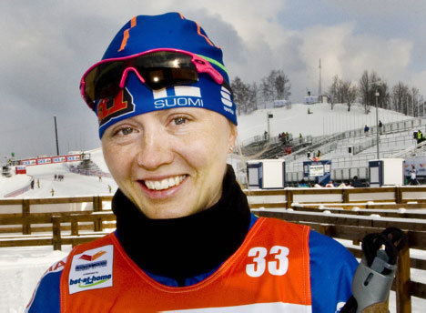 Virpi Kuitunen før dagens trening. Foto: Geir Olsen Virpi Kuitunen før dagens trening.