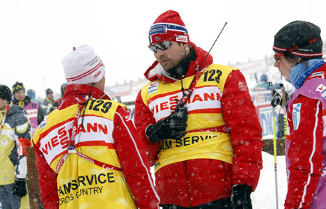 De norske smørerne under VM, Knut Nystad i midten.