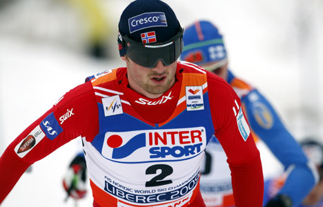 Petter Northug under gårsdagens femmil. Foto: Geir Olsen Petter Northug under gårsdagens femmil.