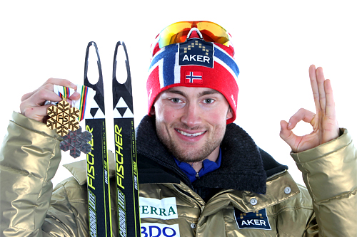 Petter Northug med gull (30 km med skibytte) og sølv (sprint) etter to øvelser i Oslo-VM 2011. Foto: Hemmersbach/NordicFocus. Petter Northug med gull (30 km med skibytte) og sølv (sprint) etter to øvelser i Oslo-VM 2011. Foto: Hemmersbach/NordicFocus.
