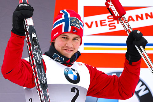 Pål Golberg på pallen i verdenscupen for første gang på sprinten i Lahti 2011. Foto: Laiho/NordicFocus. Pål Golberg på pallen i verdenscupen for første gang på sprinten i Lahti 2011. Foto: Laiho/NordicFocus.
