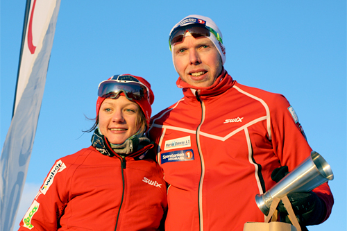 Maiken Caspersen Falla og Tommy Åsen var raskest i Romjulsrennet på Sjusjøen 2011. Foto: Dorte Finstad. Maiken Caspersen Falla og Tommy Åsen var raskest i Romjulsrennet på Sjusjøen 2011. Foto: Dorte Finstad.