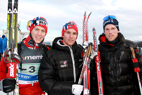 Byåsens 1. lag gikk inn til NM-gull i stafett på Voss 2012. Fra venstre: Petter Eliassen (2. etp.), Didrik Tønseth (1.) og Ole-Marius Bach (3.). Nå skal klubben kjempe om seier i Strindheimstafetten 2012. Foto: Geir Nilsen/Langrenn.com. Byåsens 1. lag gikk inn til NM-gull i stafett på Voss 2012. Fra venstre: Petter Eliassen (2. etp.), Didrik Tønseth (1.) og Ole-Marius Bach (3.). Nå skal klubben kjempe om seier i Strindheimstafetten 2012. Foto: Geir Nilsen/Langrenn.com.