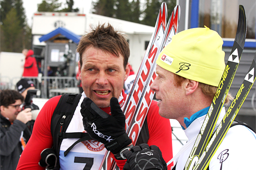 Erling Jevne, til venstre, og Bjørn Dæhlie etter målgang i en tidligere utgave av Birkebeinerrennet. Foto: Geir Nilsen/Langrenn.com. Erling Jevne, til venstre, og Bjørn Dæhlie etter målgang i en tidligere utgave av Birkebeinerrennet. Foto: Geir Nilsen/Langrenn.com.