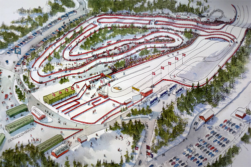 Arenaskisse fra da NM på ski 2013 gikk på Gåsbu. Grafikk: Oddmund Mikkelsen/Hamar Arbeiderblad/NM på ski 2013. Arenaskisse fra da NM på ski 2013 gikk på Gåsbu. Grafikk: Oddmund Mikkelsen/Hamar Arbeiderblad/NM på ski 2013.