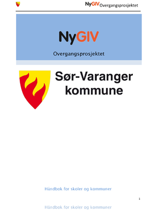 Forsiden fra Håndbok Ny GIV Overgangsprosjektet Finnmark