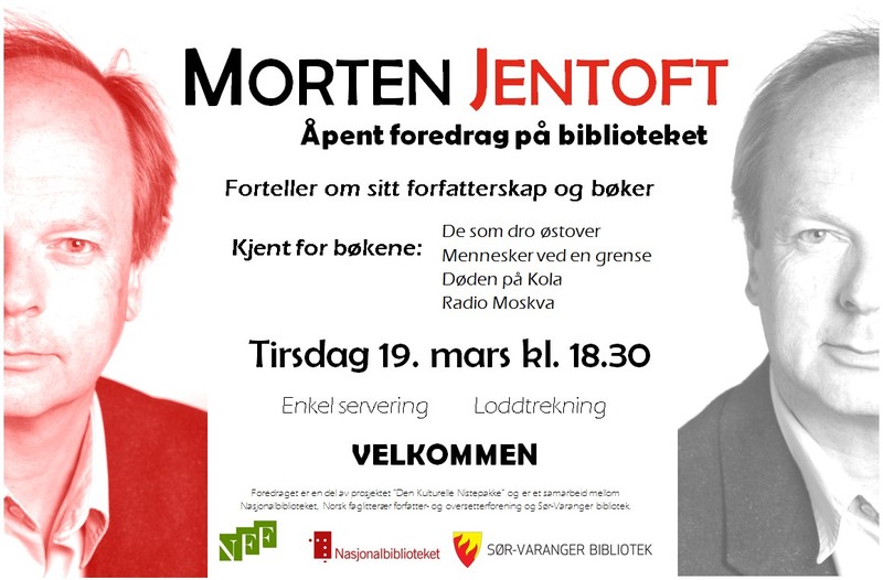 Morten Jentoft besøker Sør-Varanger bibliotek tirsdag 19.mars kl.18.30