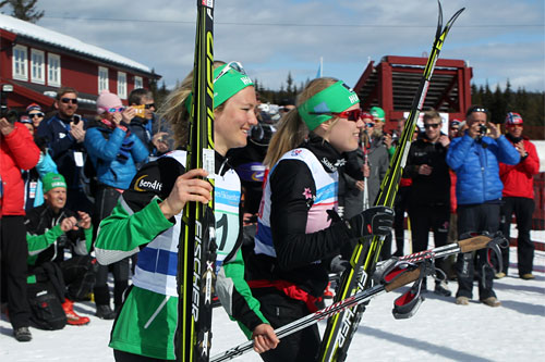 Tuva Toftdahl Staver (nærmest kamera) og Ragnhild Haga sørget for NM-gull til IL Heming på lagsprinten i mesterskapet på Budor 2013. Foto: Erik Borg. Tuva Toftdahl Staver (nærmest kamera) og Ragnhild Haga sørget for NM-gull til IL Heming på lagsprinten i mesterskapet på Budor 2013. Foto: Erik Borg.
