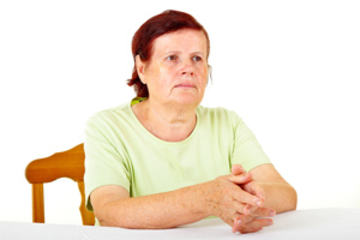 pensive old woman