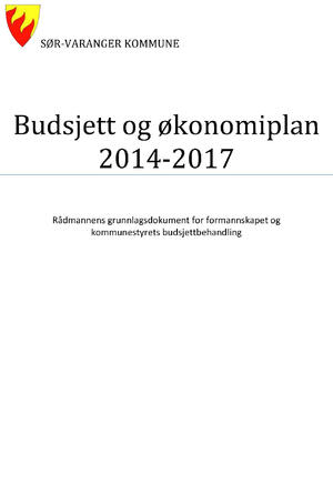 Forsiden fra Rådmannens Budsjettdokument 2014-2017