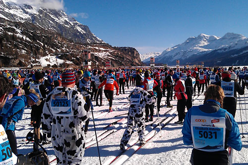Engadin Skimarathon er et særdeles populært turrenn som samler godt over 10.000 deltakere og dette langløpet går i nydelige omgivelser. Foto: Lars Vagle. Engadin Skimarathon er et særdeles populært turrenn som samler godt over 10.000 deltakere og dette langløpet går i nydelige omgivelser. Foto: Lars Vagle.