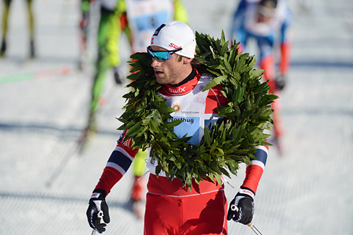 Petter Northug jr. innkasserte sin første seier for sesongen i La Sgambeda 15. desember 2013. Foto: Rauschendorfer/NordicFocus. Petter Northug jr. innkasserte sin første seier for sesongen i La Sgambeda 15. desember 2013. Foto: Rauschendorfer/NordicFocus.