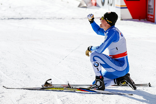 Martti Jylhä stormet inn til 2. plass, kun slått av Anders Nøstdahl Gløersen, på sprintfinalen i verdenscupen i Davos i desember 2013. Foto: Laiho/NordicFocus. Martti Jylhä stormet inn til 2. plass, kun slått av Anders Nøstdahl Gløersen, på sprintfinalen i verdenscupen i Davos i desember 2013. Foto: Laiho/NordicFocus.