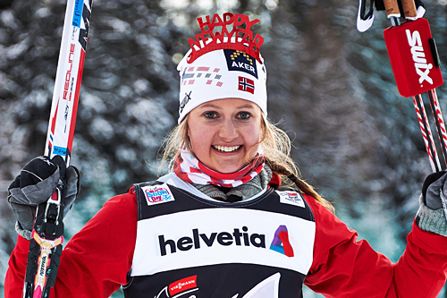 Ingvild Flugstad Østberg etter seieren i 3. etappe av Tour de Ski 2013/2014. Det var sprint i fri teknikk som sto på programmet i Lenzerheide på selveste nyttårsaften. Foto: Felgenhauer/NordicFocus. Ingvild Flugstad Østberg etter seieren i 3. etappe av Tour de Ski 2013/2014. Det var sprint i fri teknikk som sto på programmet i Lenzerheide på selveste nyttårsaften. Foto: Felgenhauer/NordicFocus.
