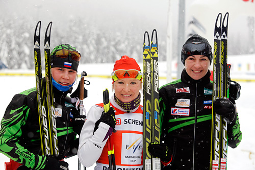 Topp tre i Dolomitenlauf 2014. Fra venstre: Julia Tikhonova (2), Riita-Liisa Roponen (1) og Olga Rotcheva (3). Foto: Mandl/NordicFocus. Topp tre i Dolomitenlauf 2014. Fra venstre: Julia Tikhonova (2), Riita-Liisa Roponen (1) og Olga Rotcheva (3). Foto: Mandl/NordicFocus.
