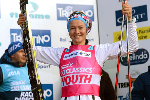 Tuva Toftdahl Staver er på tampen av en sterk sesong. Her fra da hun markerte seg i Marcialonga. I dag ble det seier i Haukelirennet. Foto: Rauschendorfer/NordicFocus. Tuva Toftdahl Staver er på tampen av en sterk sesong. Her fra da hun markerte seg i Marcialonga. I dag ble det seier i Haukelirennet. Foto: Rauschendorfer/NordicFocus.