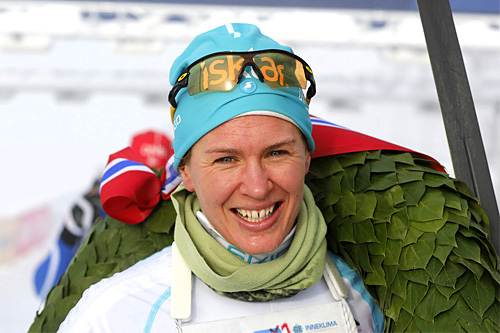 Inger Liv Bjerkreim Nilsen tok en soleklar seier i Holmenkollmarsjen 2014. Foto: Magnus Nyløkken/Skiforeningen. Inger Liv Bjerkreim Nilsen tok en soleklar seier i Holmenkollmarsjen 2014. Foto: Magnus Nyløkken/Skiforeningen.
