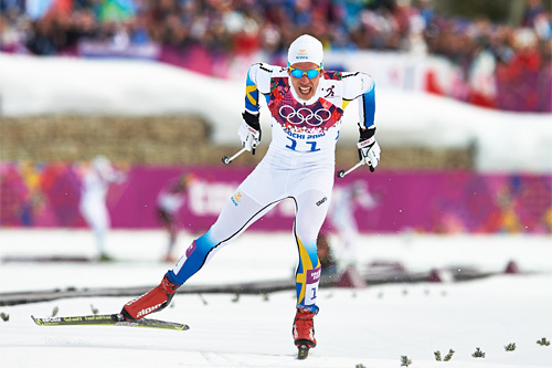 Marcus Hellner spurter inn til 2. plass og sølvmedalje på 30 km skiathlon i Sotsji-OL 2014. Foto: NordicFocus. Marcus Hellner spurter inn til 2. plass og sølvmedalje på 30 km skiathlon i Sotsji-OL 2014. Foto: NordicFocus.