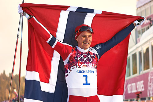 Ola Vigen Hattestad jubler etter at han ble olympisk mester i sprint i Sotsji 2014. Foto: NordicFocus. Ola Vigen Hattestad jubler etter at han ble olympisk mester i sprint i Sotsji 2014. Foto: NordicFocus.
