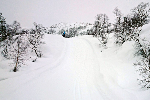 Bilde fra testtur i de oppgraderte løypene på vestsiden av Flatstøldalen førjulsdagene 2014. Foto: Lars Vagle. Bilde fra testtur i de oppgraderte løypene på vestsiden av Flatstøldalen førjulsdagene 2014. Foto: Lars Vagle.