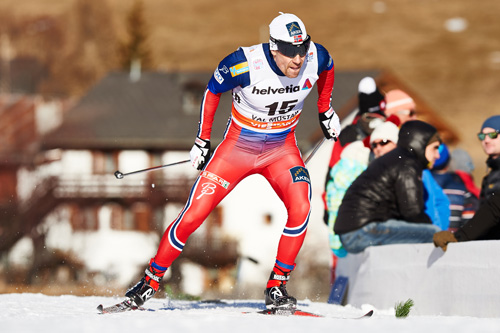 Eldar Rønning på sprinten i Val Müstair, tredje etappe av Tour de Ski 2015. Foto: Felgenhauer/NordicFocus. Eldar Rønning på sprinten i Val Müstair, tredje etappe av Tour de Ski 2015. Foto: Felgenhauer/NordicFocus.