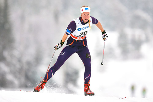 Silje Øyre Slind ute på prolog i fristilssprinten under verdenscupen på Lillehammer 2014. Foto: Felgenhauer/NordicFocus. Silje Øyre Slind ute på prolog i fristilssprinten under verdenscupen på Lillehammer 2014. Foto: Felgenhauer/NordicFocus.