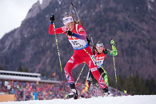 Fanny Horn Birkeland stormer mot sin første verdenscupseier under runden i tyske Ruhpolding 2015. Foto: Manzoni/NordicFocus. Fanny Horn Birkeland stormer mot sin første verdenscupseier under runden i tyske Ruhpolding 2015. Foto: Manzoni/NordicFocus.