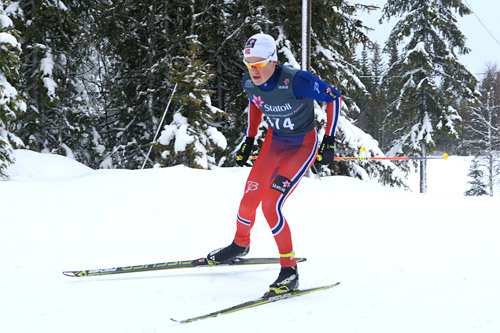 Johannes Høsflot Klæbo vant eldste juniorklasse og leverte best tid på 10-kilometeren uansett klasse. her underveis på 10 km fristil i klasse 19-20 år under norgescupen på Lygna 2015. Foto: Erik Borg. Johannes Høsflot Klæbo vant eldste juniorklasse og leverte best tid på 10-kilometeren uansett klasse. her underveis på 10 km fristil i klasse 19-20 år under norgescupen på Lygna 2015. Foto: Erik Borg.