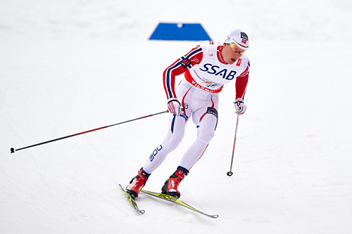 Anders Gløersen i aksjon på 3. etappe for Norge under VM-stafetten i Falun 2015. Det endte med gull. Foto: NordicFocus. Anders Gløersen i aksjon på 3. etappe for Norge under VM-stafetten i Falun 2015. Det endte med gull. Foto: NordicFocus.