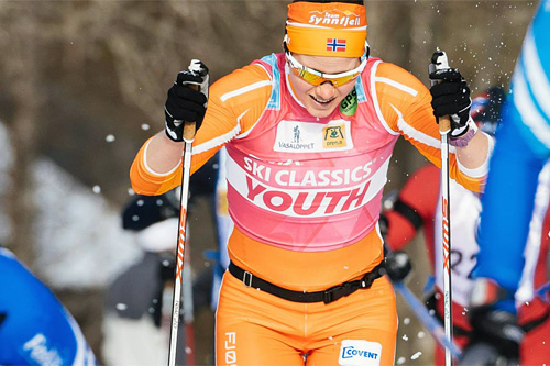 Tone Sundvor vant ungdomstrøya for Team Synnfjell forrige sesong. Her i aksjon under Vasaloppet, der hun ble nummer 15. Foto: Magnus Östh/Swix Ski Classics. Tone Sundvor vant ungdomstrøya for Team Synnfjell forrige sesong. Her i aksjon under Vasaloppet, der hun ble nummer 15. Foto: Magnus Östh/Swix Ski Classics.