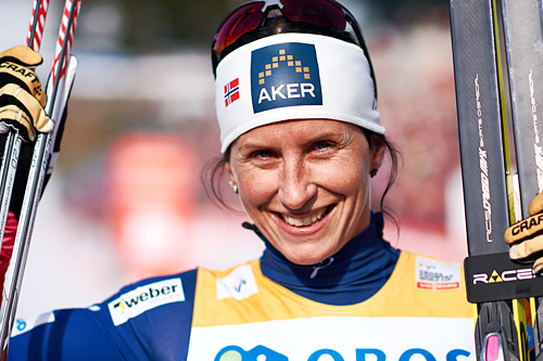 Marit Bjørgen vant 30 km fellesstart i fri teknikk under verdenscupen i Holmenkollen 2015. Foto: Felgenhauer/NordicFocus. Marit Bjørgen vant 30 km fellesstart i fri teknikk under verdenscupen i Holmenkollen 2015. Foto: Felgenhauer/NordicFocus.