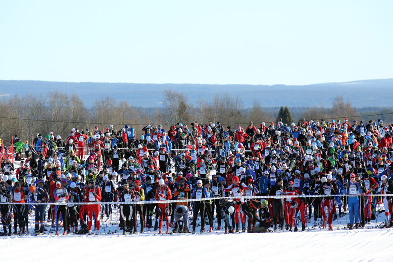 Her gjør en av de mange puljene seg klar til start i en tidligere utgave av Birkebeinerrennet. Foto: Birken AS. Her gjør en av de mange puljene seg klar til start i en tidligere utgave av Birkebeinerrennet. Foto: Birken AS.